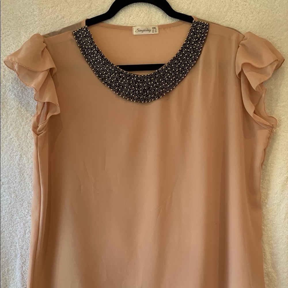 Chiffon Ruffle Beautiful Necklace Blouse